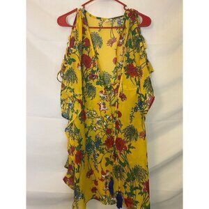 VIOLET SKY‎ WOMENS SIZE LARGE BRight YELLOW SWIMSUIT COVERUP DRESS
